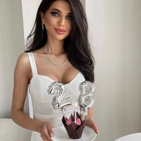 White dress, evening dress, cocktail dress, slit dress - Picture 3 of 4